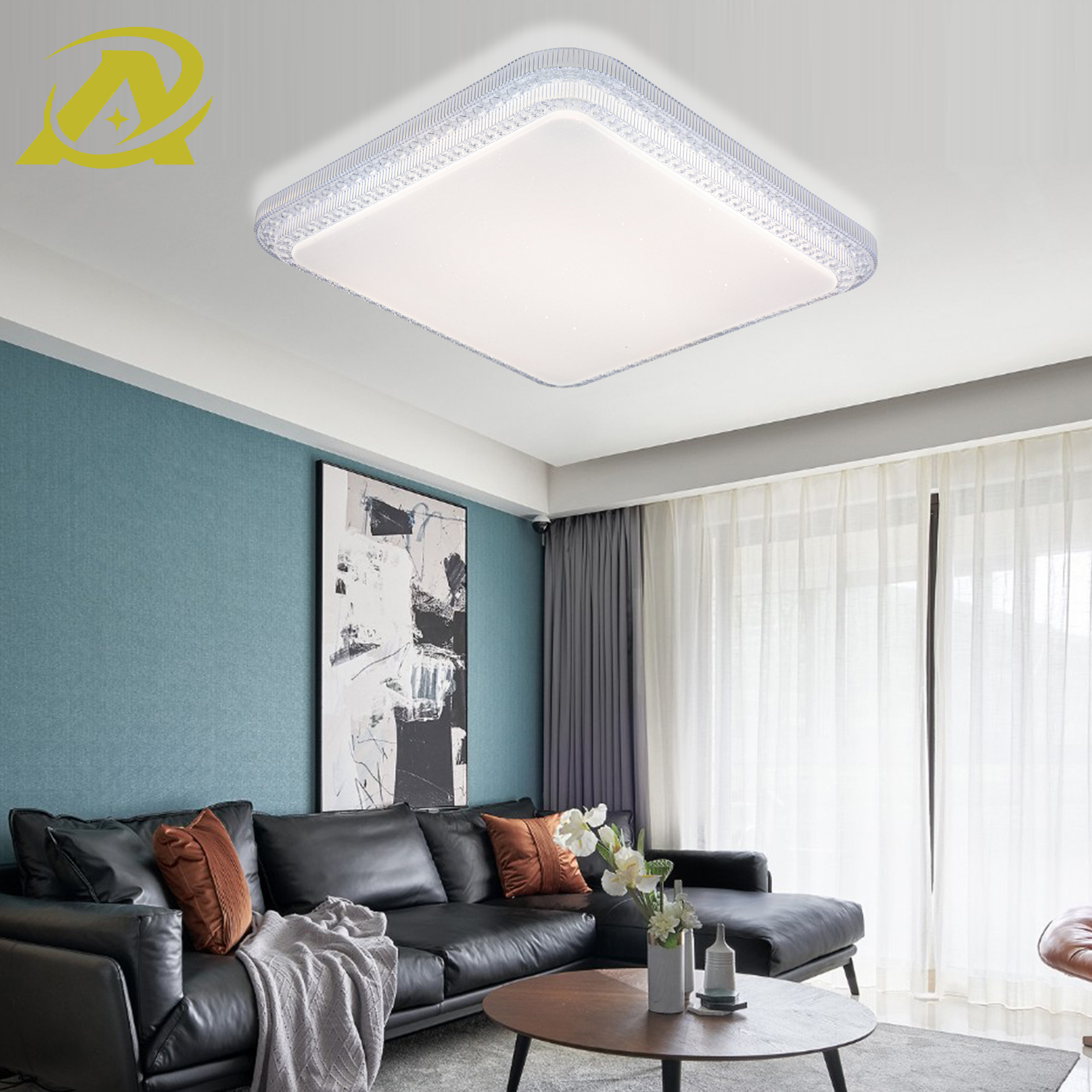 Đèn led ốp trần vuông đổi 3 màu trang trí phòng khách phòng ngủ phòng làm việc 9003