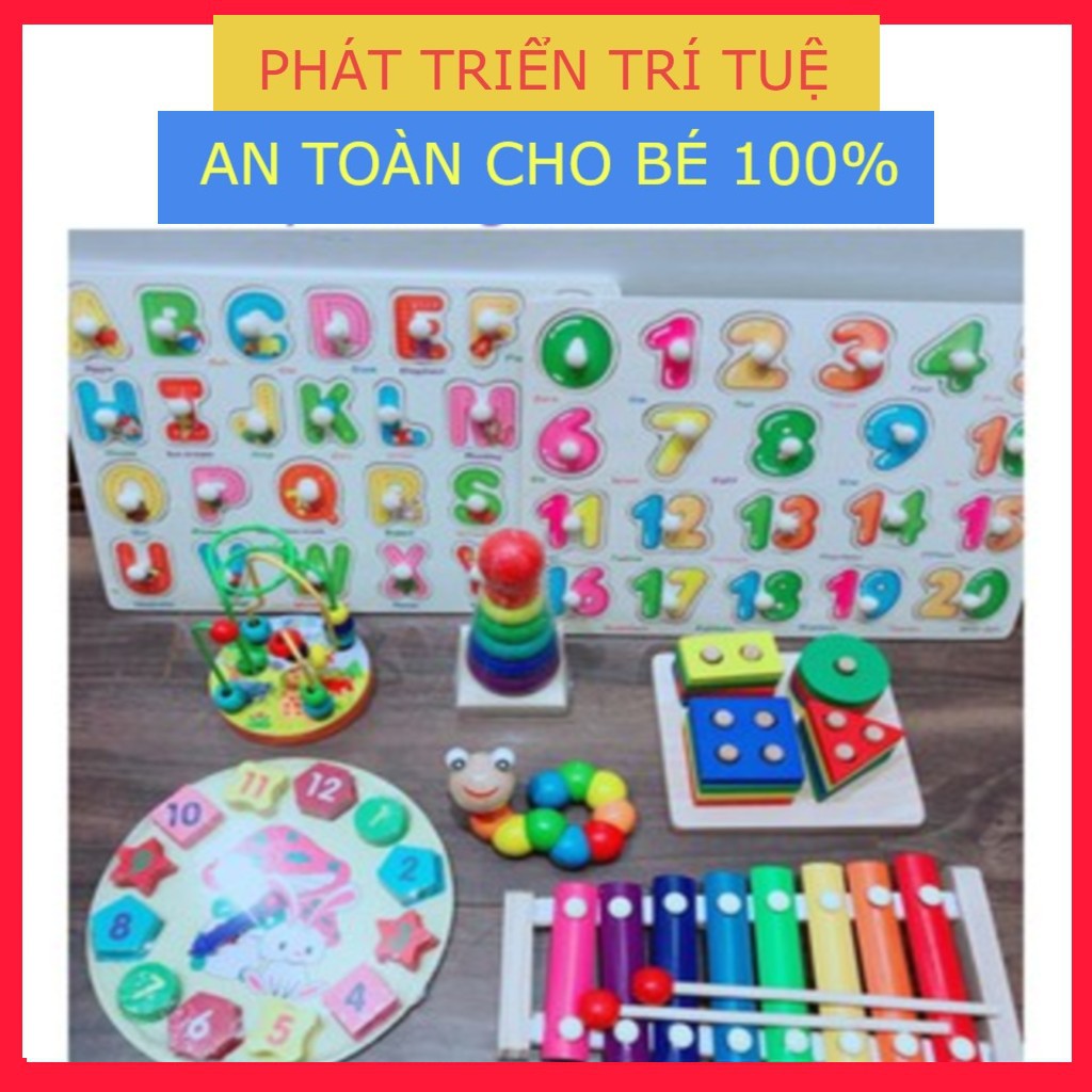 Bộ 8 món đồ chơi gỗ phát triển tư duy sớm Thông Minh Cho Bé