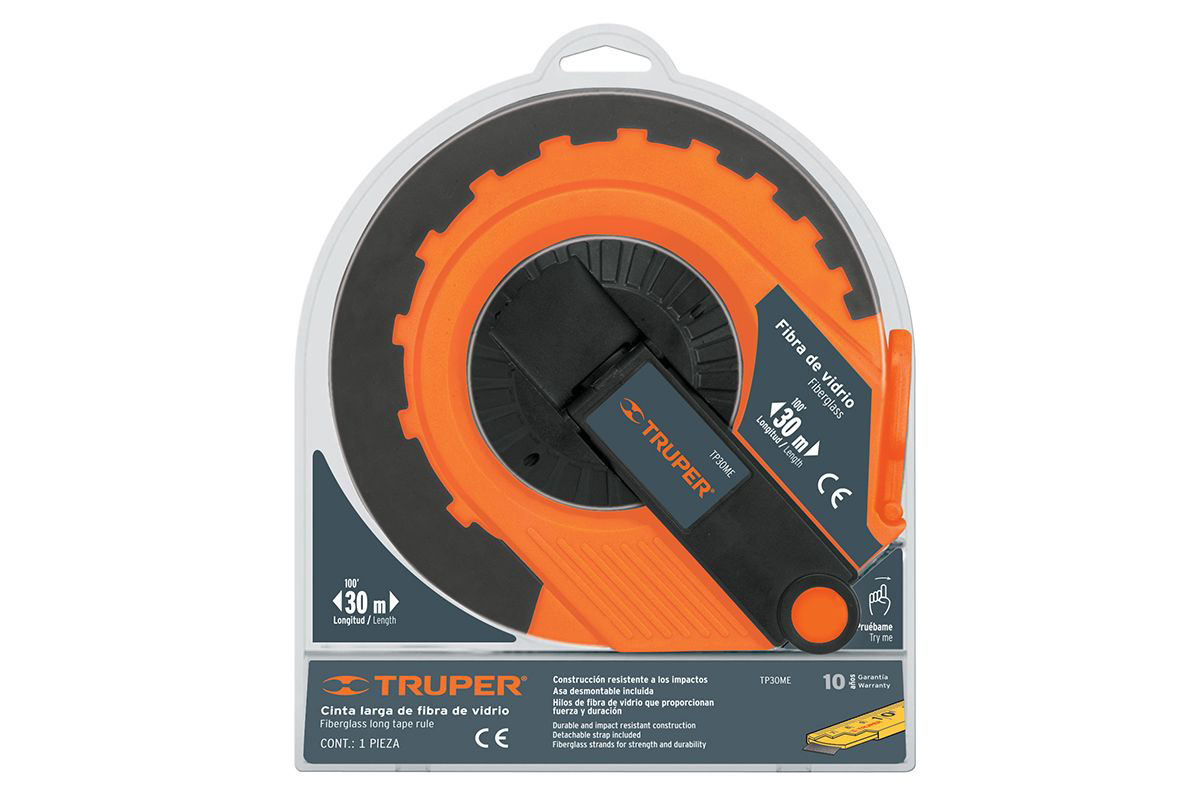 Thước dây sợi thuỷ tinh 30m tp30me truper - 12639