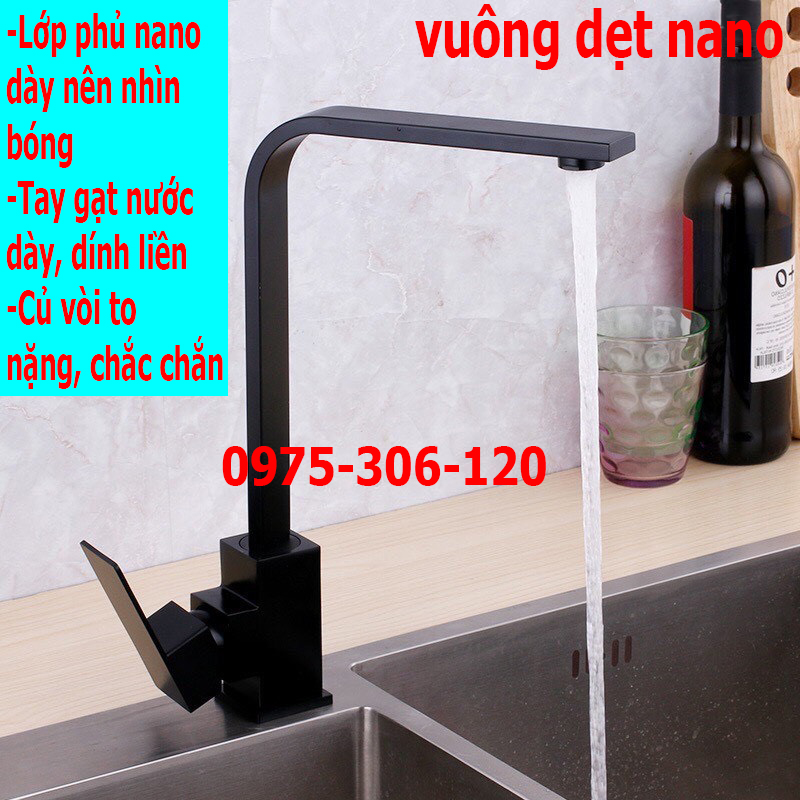 [HCM](NANO 5 LỚP CHỐNG TRẦY XƯỚC) Vòi Rửa Chén Bát Nóng Lạnh INOX 304 phủ nano N4003 NANO FOTAR Quay 360 độ VÒI NANO lớp phủ nano dày sáng đẹp tay gạt nước có vòng xanh đỏ và có số chỉ nhiệt độ