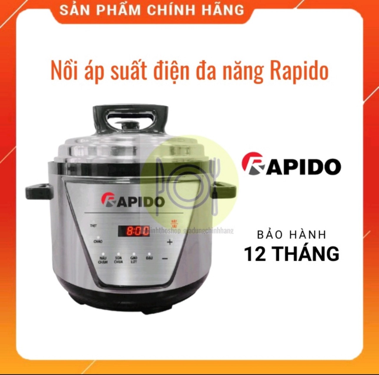 (Chính hãng) Nồi áp suất điện đa năng Rapido RPC900 D thiết kế sang trọng an toàn khi hoạt động và tiết kiệm năng lượng