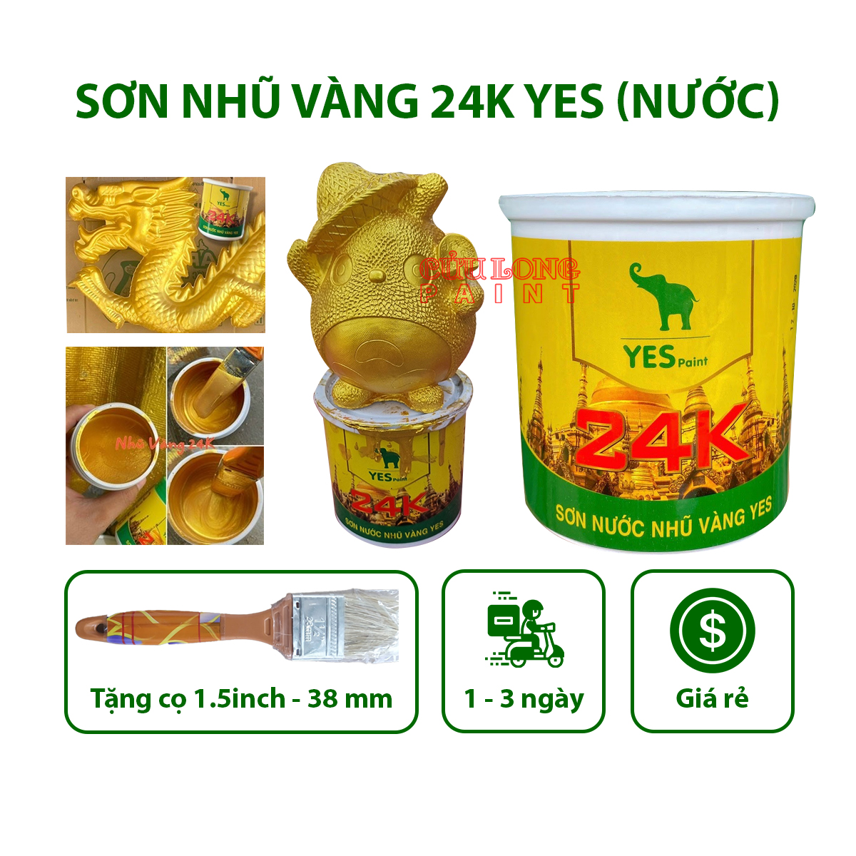 Sơn nhũ vàng 24k hệ nước yes 200gr, 400gr, 850gr