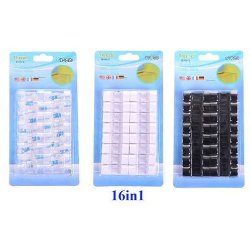 Bộ 16 nẹp dây điện chống rối  combo 16 kẹp cố định dây điện dán tường