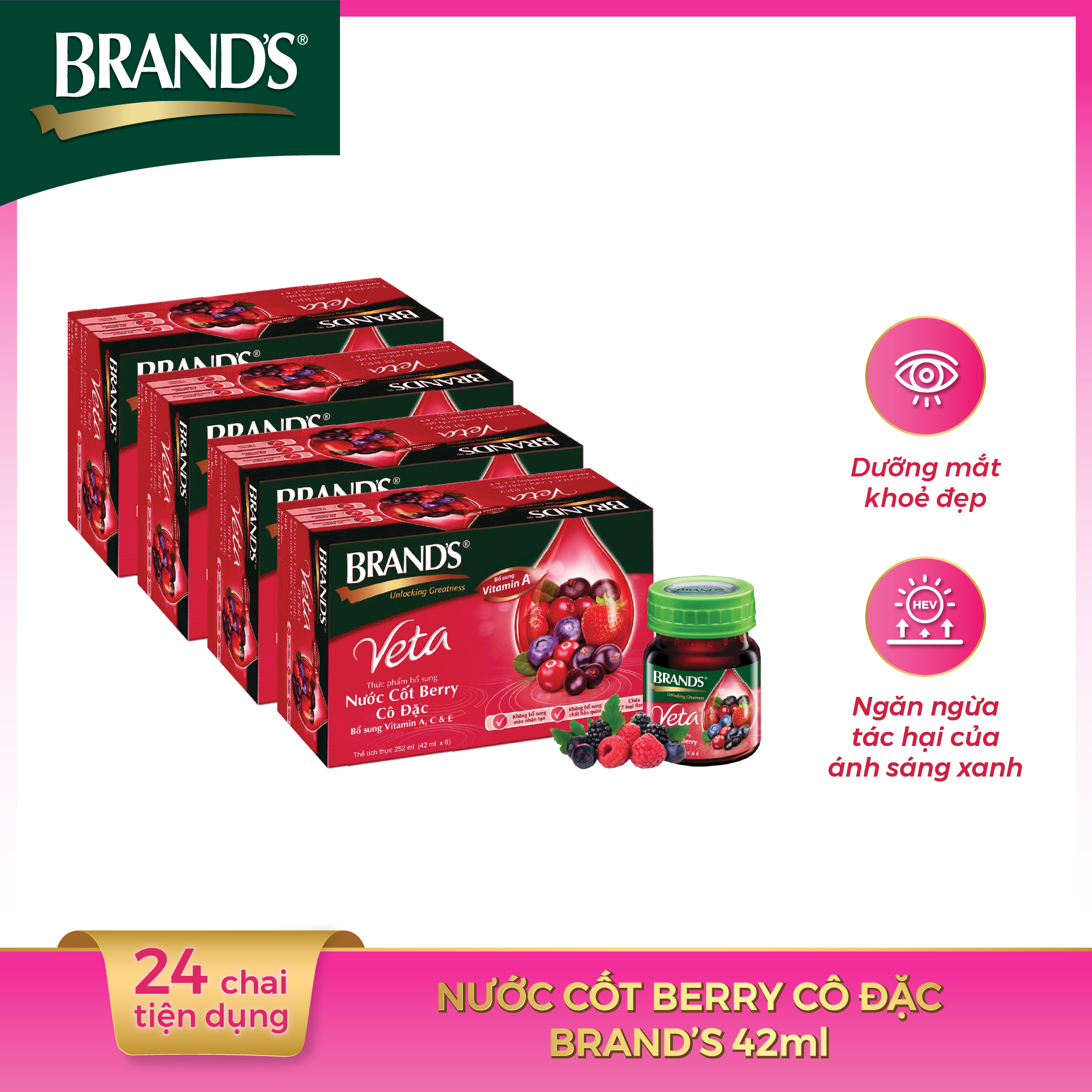Combo 4 hộp 6 chai nước cốt berry brand's veta