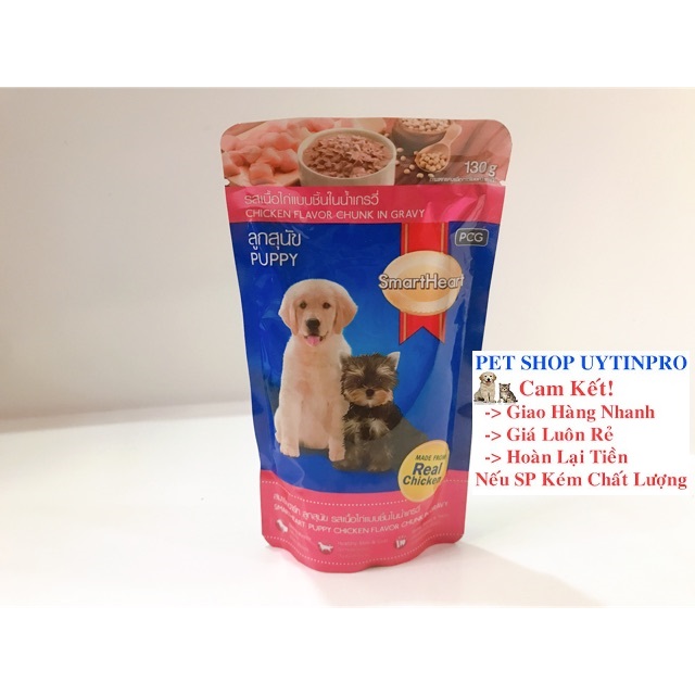 [Hoàn tiền 10%]  PATE CHO CHÓ CON SmartHeart vị gà Gói 130g Xuất xứ Thái lan - Pet shop Uytinpro