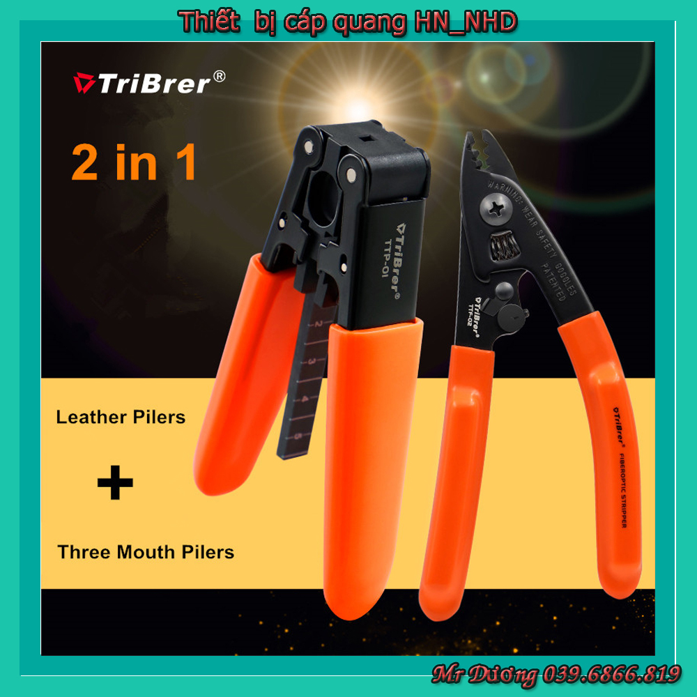 Combo Kìm Tuốt sợi quang + Kìm tuốt vỏ sợi cáp quang Tribrer