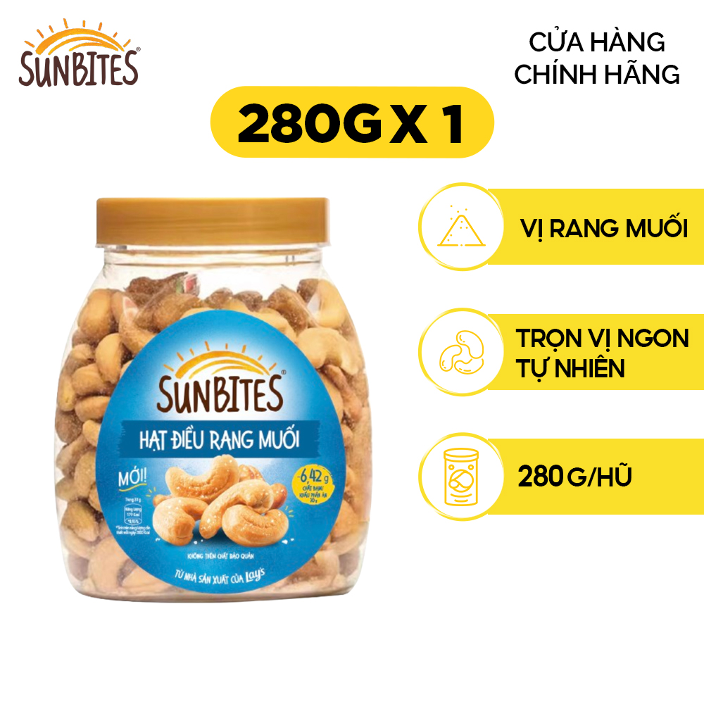[MỚI] Hộp Hạt Điều SUNBITES Rang Muối 280G - Thương hiệu uy tín từ Mỹ, Trọn vị ngon tự nhiên
