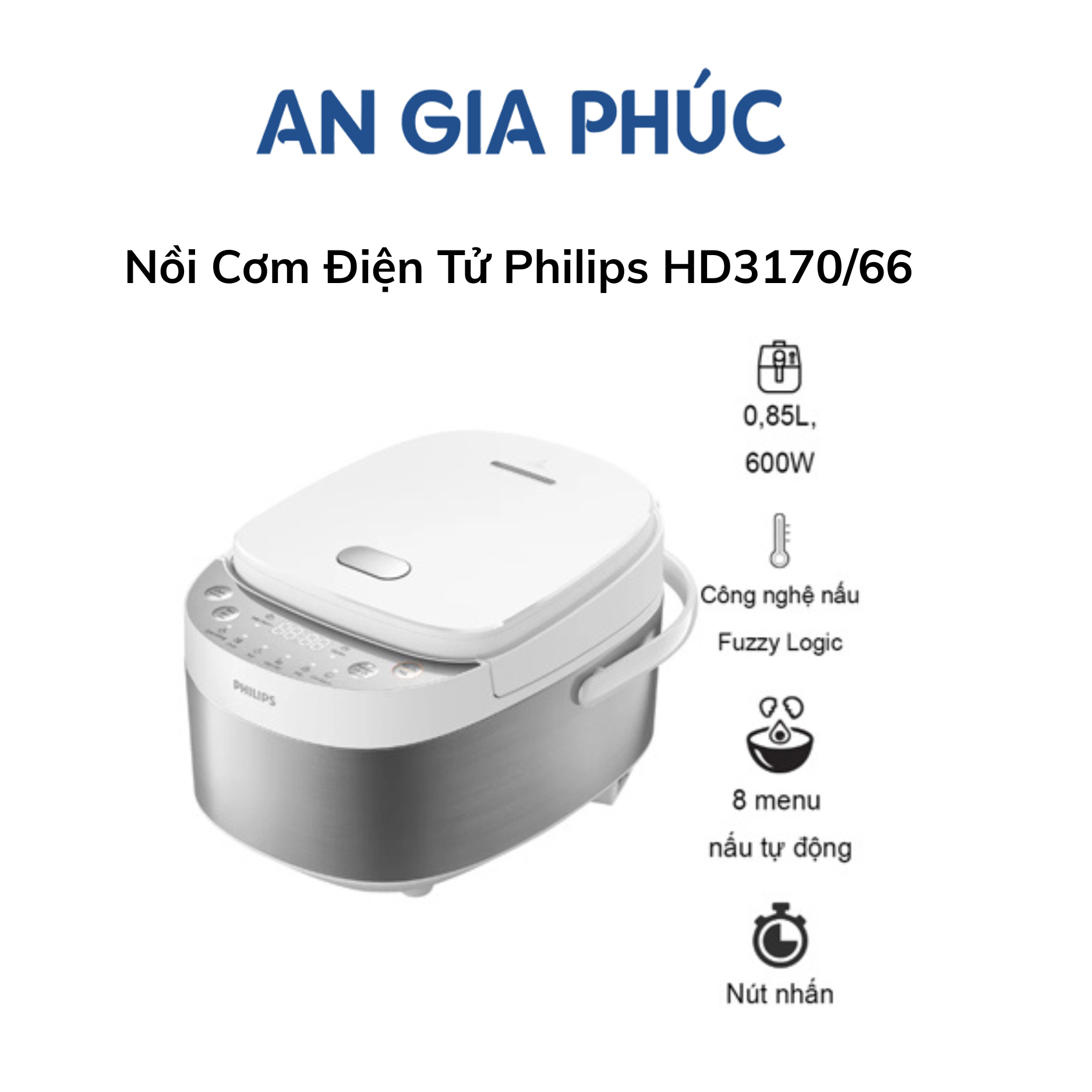 Nồi cơm điện Philips HD3170/66 (0.85L) - An Gia Phúc