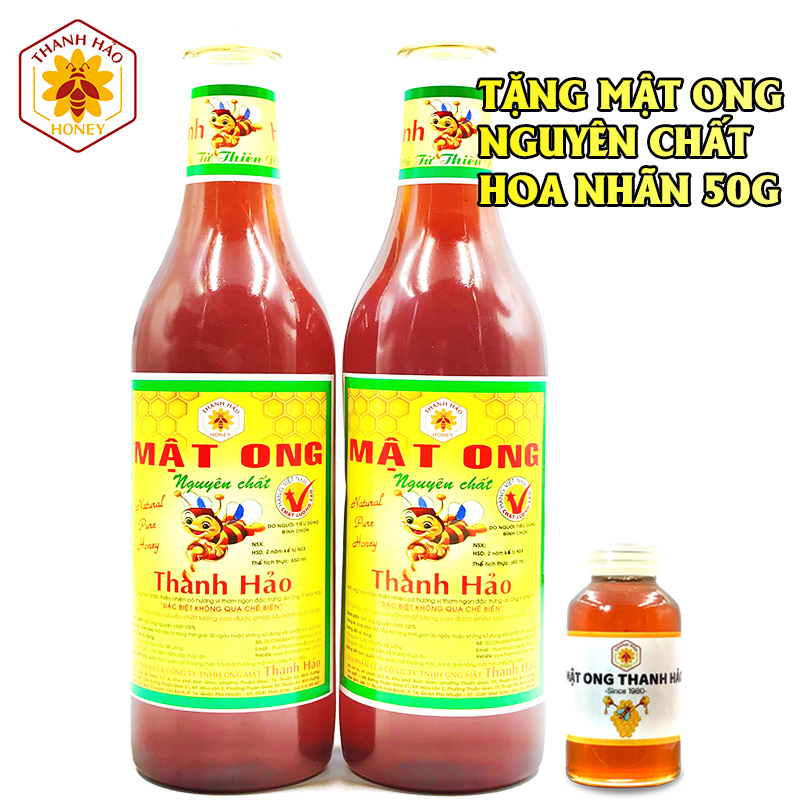 Mật ong nguyên chất hoa nhãn thanh hảo , combo 2 chai mật ong thiên nhiên 1,92kg