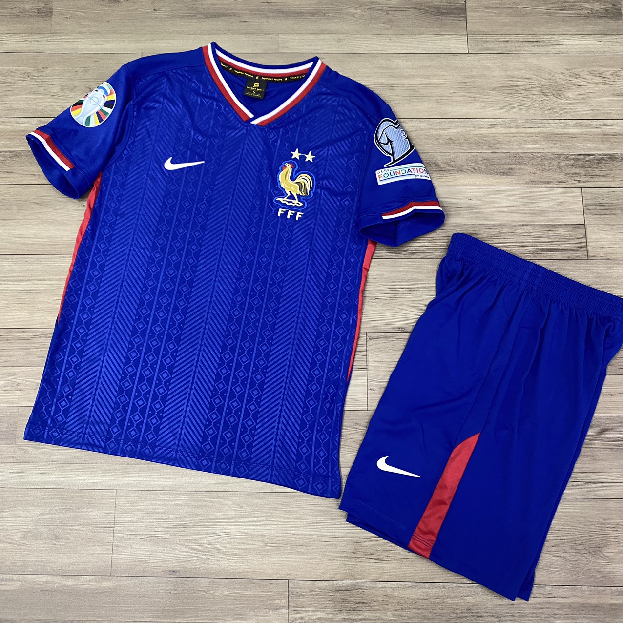 Bộ quần áo bóng đá Pháp xanh mới 2024 - hàng Sao Việt FLG tay EURO