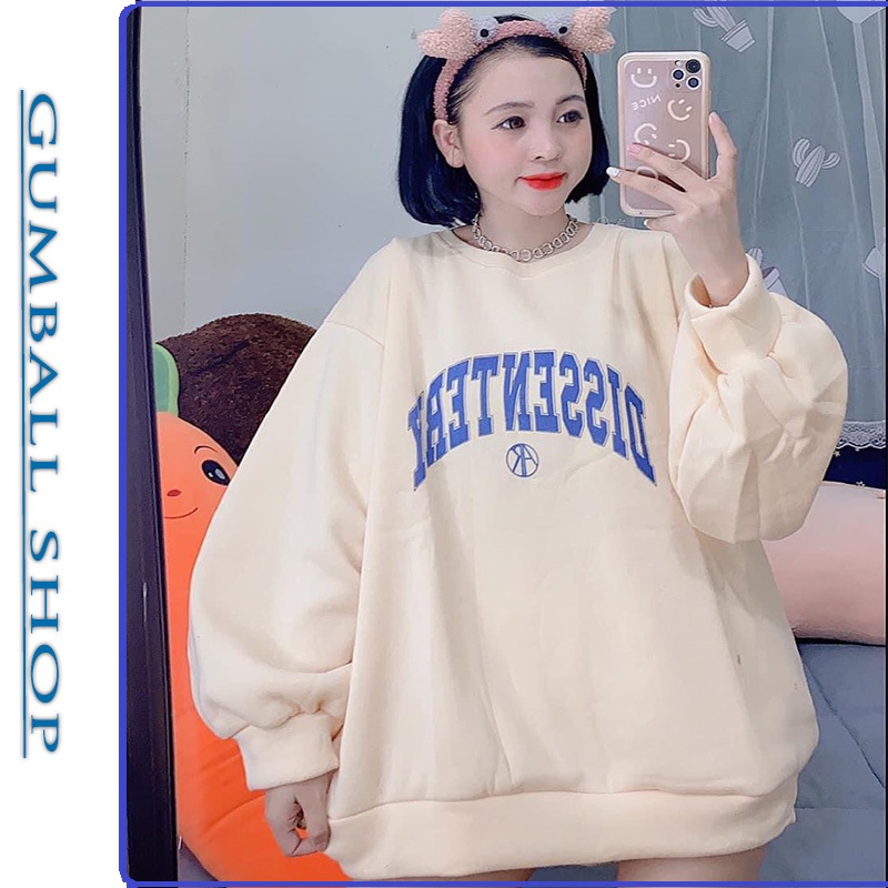 Áo sweater nữ form rộng, áo nỉ sweater nữ form rộng chất nỉ freesize dưới 59kg dissen tery