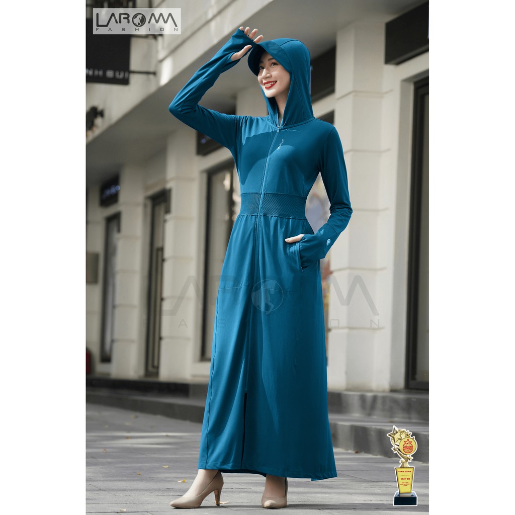 [XẢ KHO] Choàng Chống Nắng LAROMA Cao Cấp, Thơm Mát, Tay Áo Dài Kín Tay, Túi Khoá Sâu 2 Bên, Đai Co Giãn Bầu Bí Dùng Thoải Mái