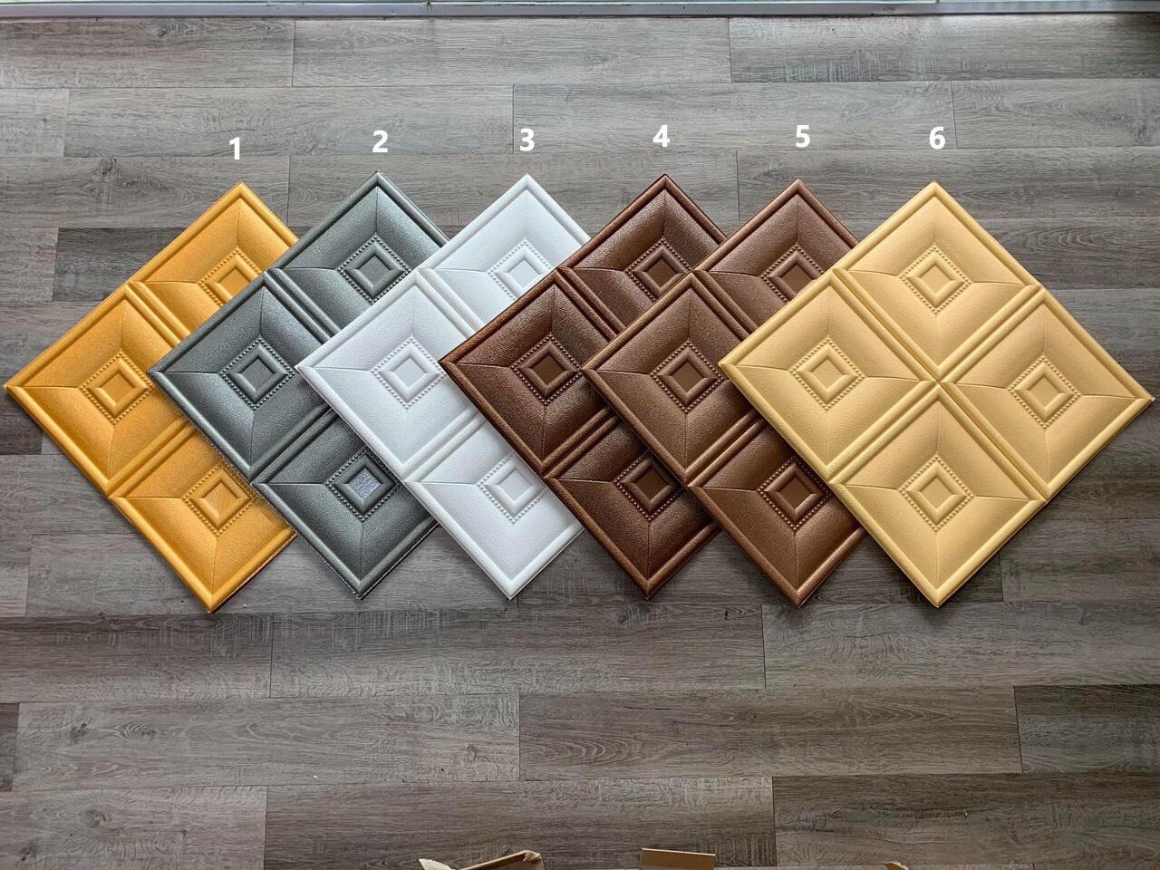 [ Xốp dán tường ] Combo 10 tấm xốp dán tường giả da họa tiết ô vuông kích thước 60 x 60 trẻ trung , lãng mạn - Phương Athena