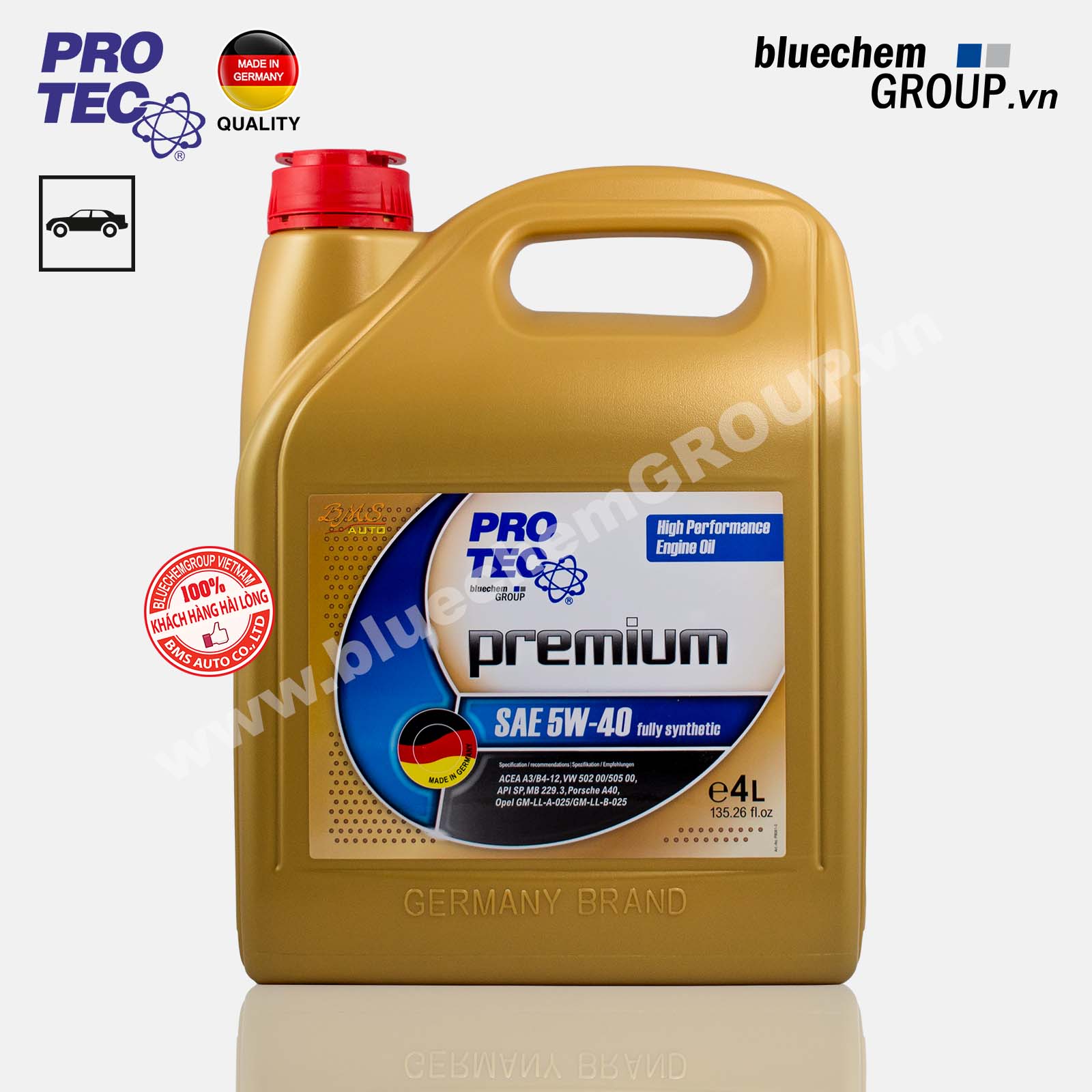 Dầu nhớt bluechem PRO-TEC Premium 5W-40 Fully-Synthetic ACEA A3/B4-12 4L