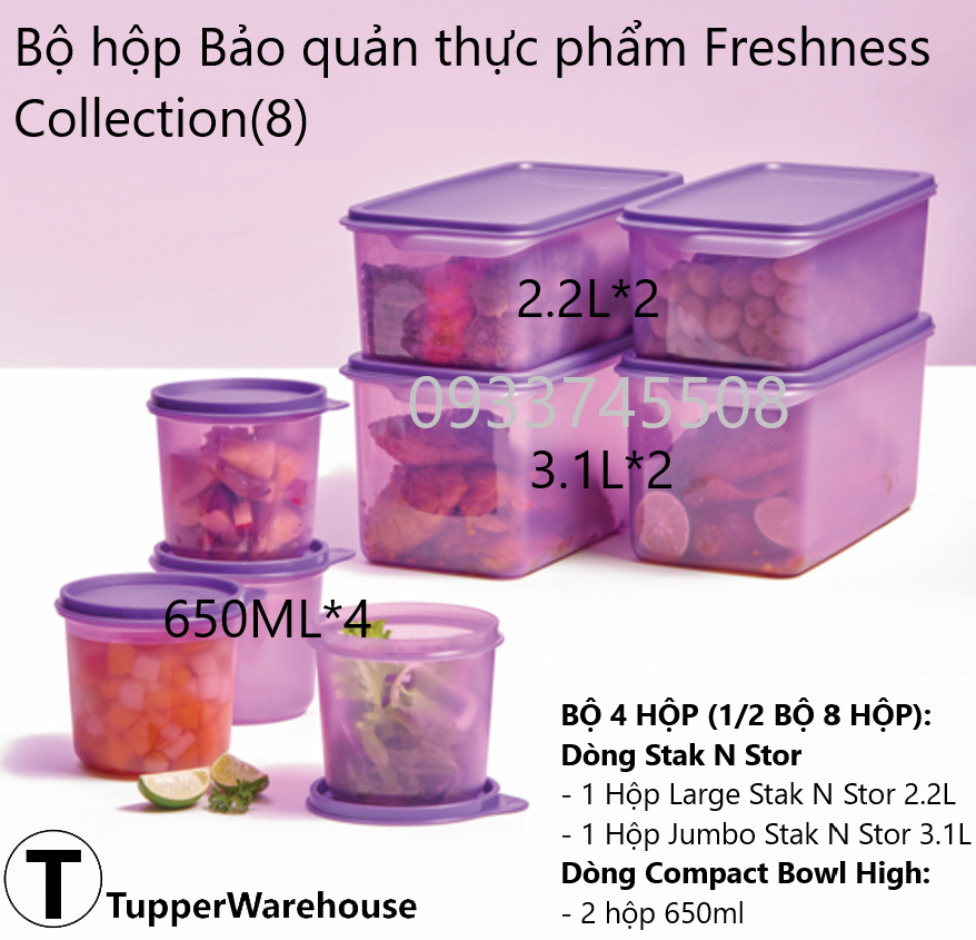 Tupperware official store - bộ hộp trữ thực phẩm ngăn mát freshness collection lazada chính hãng 100%
