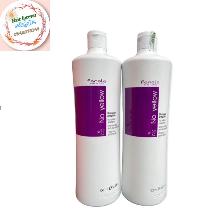 Dầu gội tím Fanola No Yellow Khử ánh sắc vàng 1000ml chính hãng và gội giữ màu khói_Hair forever love
