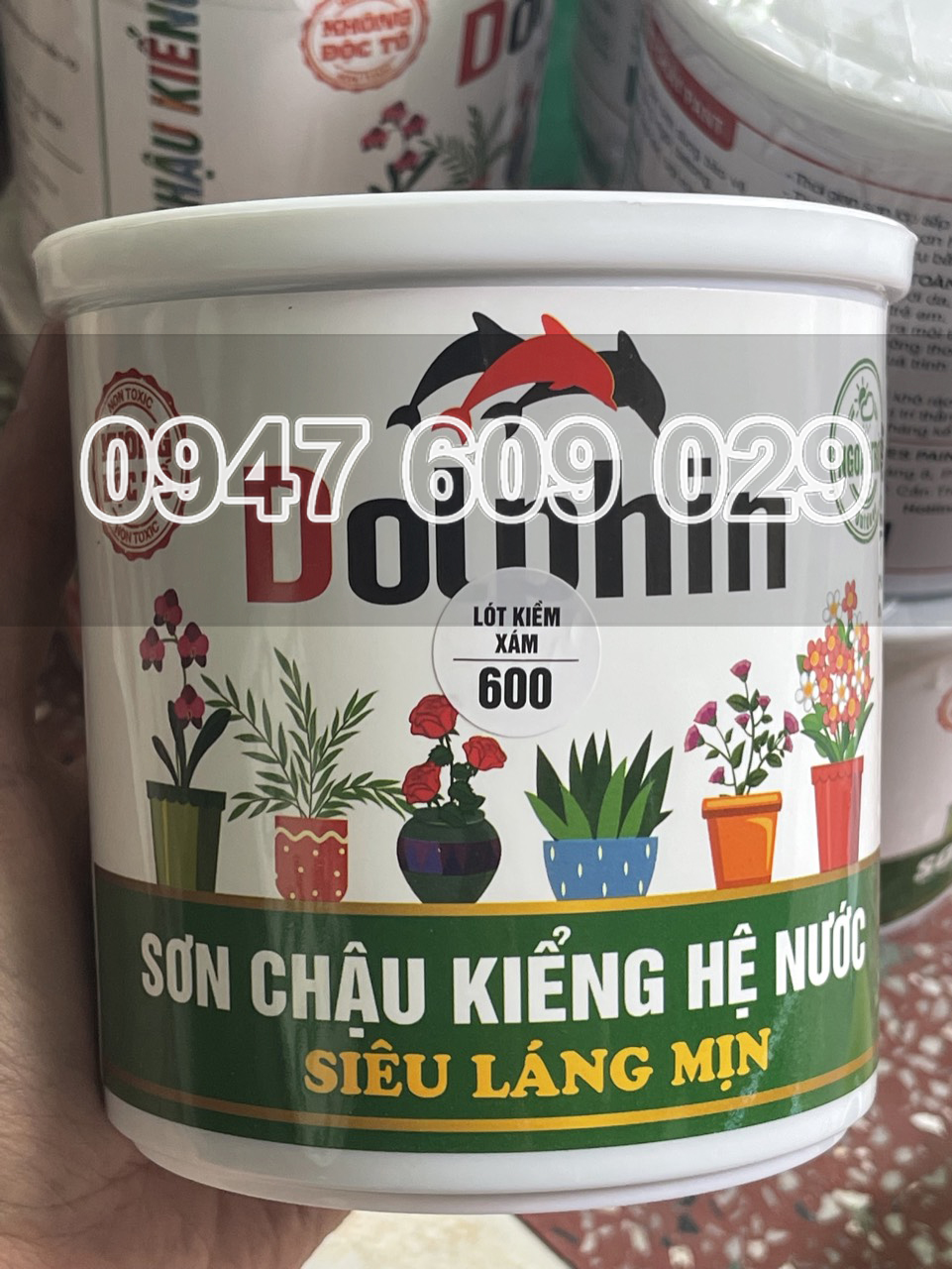 Sơn chậu kiểng hệ nước DOLPHIN lót kiềm xám 1kg