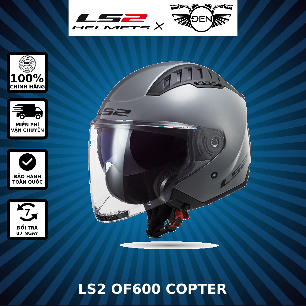 Nón bảo hiểm ls2 of600 copter - màu xám bóng