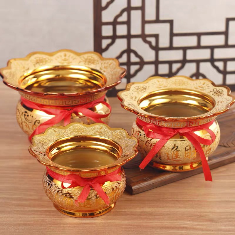 Bộ Thờ Cúng Bình , Lư , Dĩa, Chun , Án 3 , Án 5 Kim Sa Bằng Sứ Cao Cấp - Phật Giáo Tường Thuận