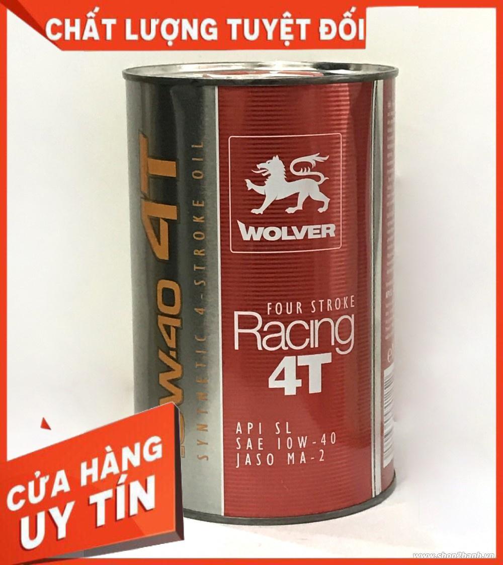 Nhớt wolver racing 4t tổng hợp 10w40 lon 800ml, nhớt xe máy/xe côn tay wolver racing 10w40 giá rẻ
