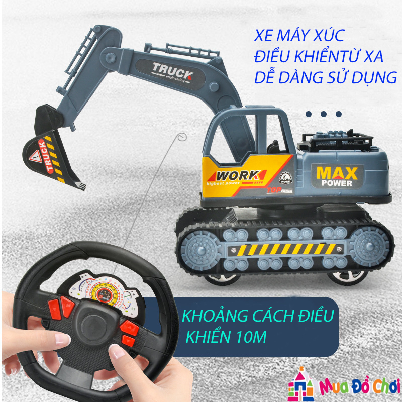 Đồ chơi Xe máy xúc điều khiển từ xa 2 kênh dành cho các bé MDC006/ xe điều khiển