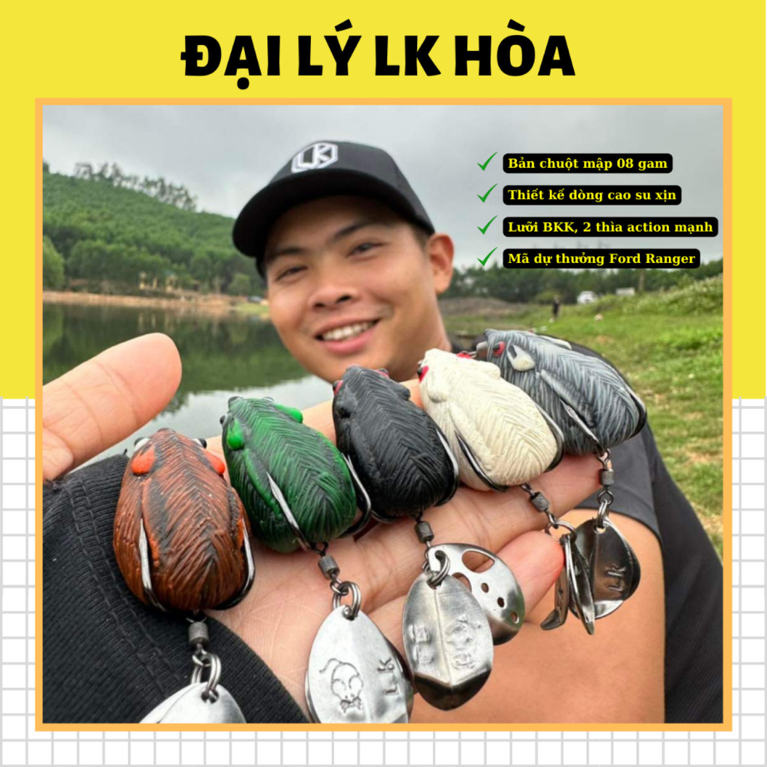 Mồi câu lure Chuột Lk Hòa bản nổi 7g, 8g bản lửng 12g