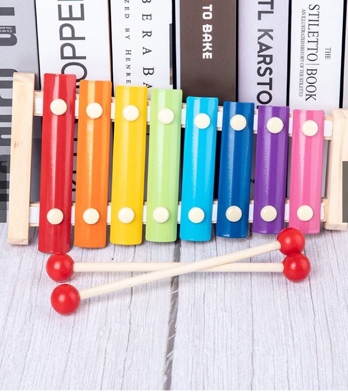 Bộ đồ chơi đàn gỗ 8 âm cho bé làm quen với âm nhạc, màu sắc, đàn gỗ 8 thanh, Đàn mộc cầm Xylophone 8 thanh - Sochu Kids