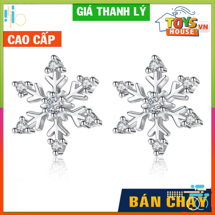 Bông tai bạc nữ S925 hoa tuyết đính đá cao cấp