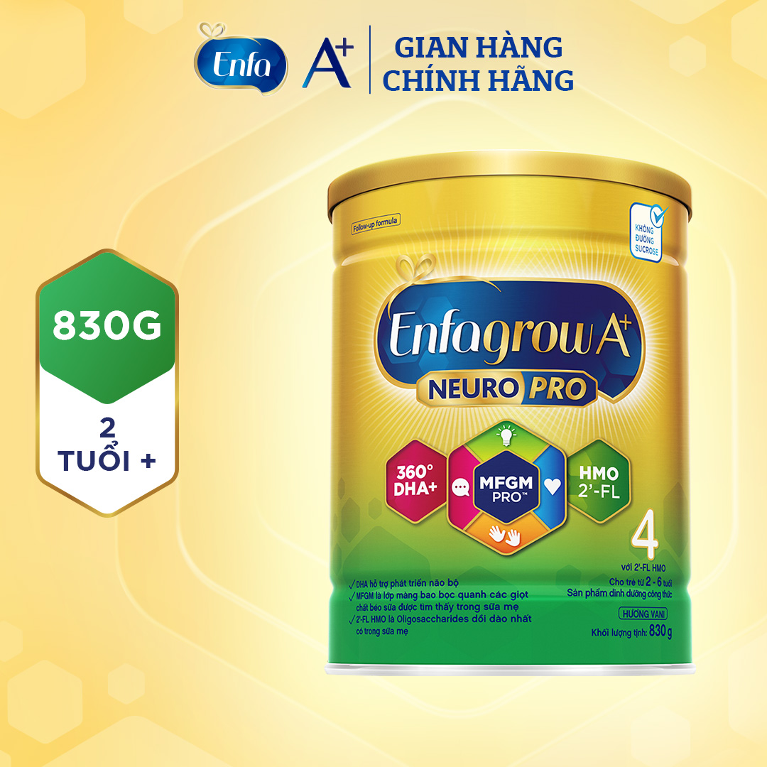 [Quà Tặng Từ Enfa] Enfagrow A+ Neuropro 4 Vị Thanh Mát 2FL HMO với dưỡng chất DHA & MFGM cho trẻ từ 2-6 tuổi-830g-2