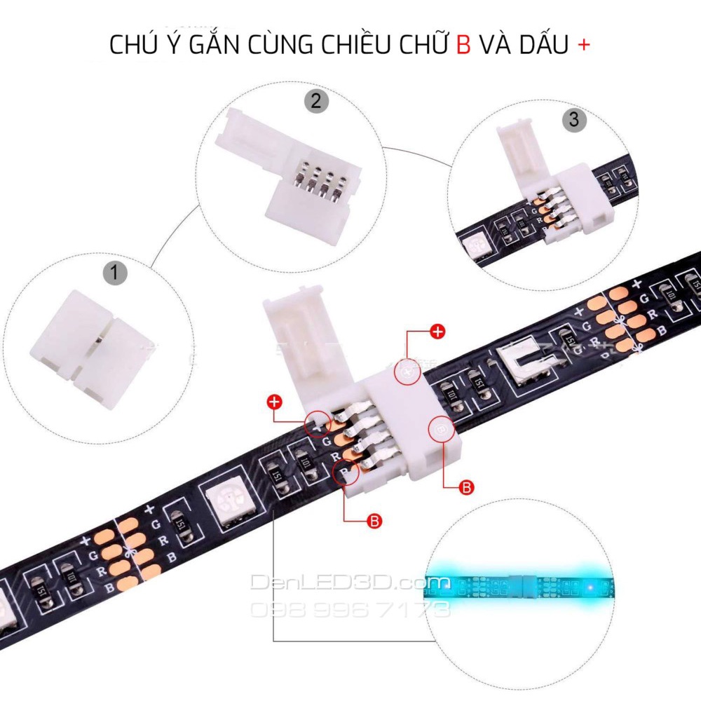 Đầu nối, kẹp nối pcb dây led rgb 5050 3528 4/3/2 chân