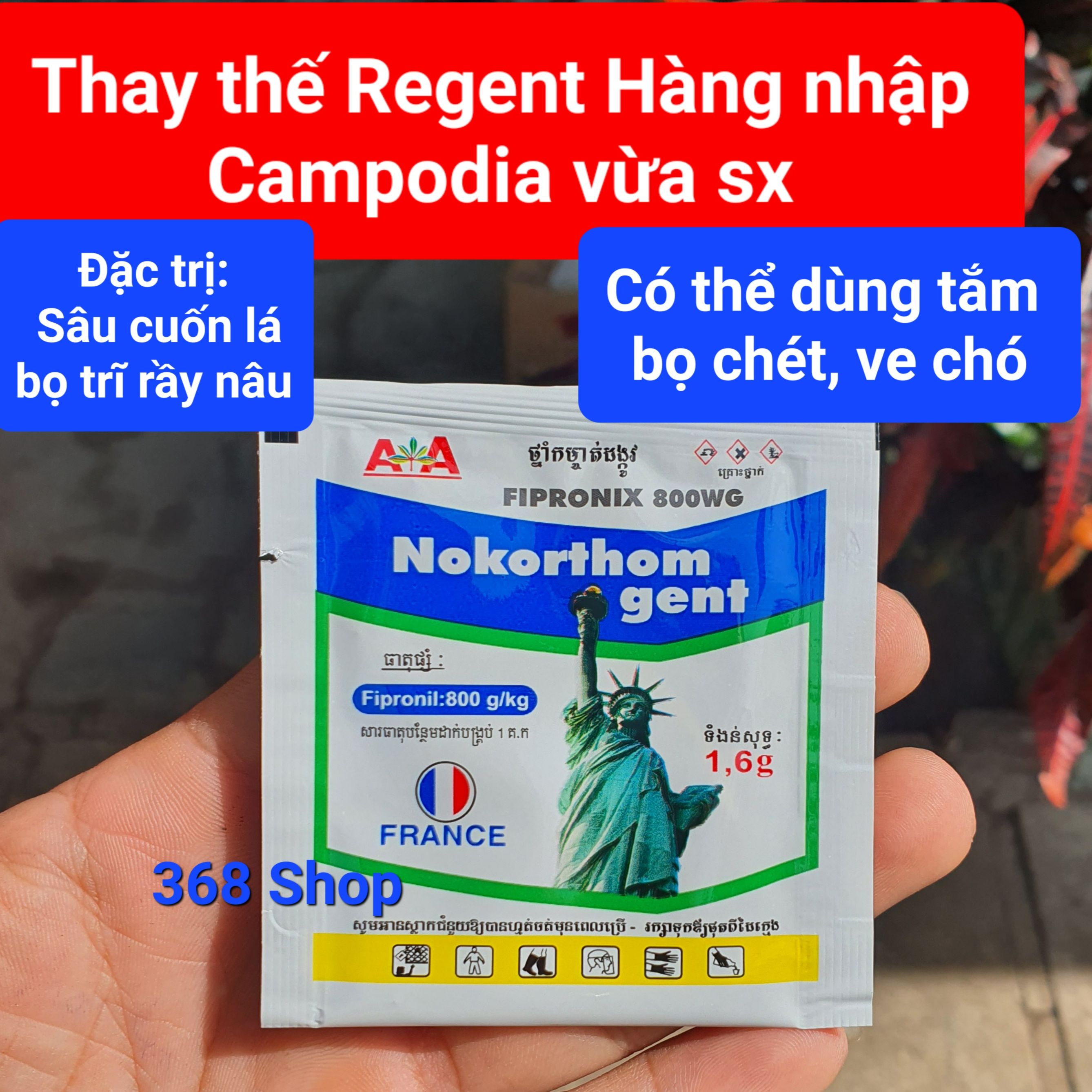   Combo 10 gói  T  Tương tự 100% regent xưa  Thuốc trừ sâu FIPRONIX 800WG Nokorthom Gent 1,6g - Đặc trừ bọ trĩ kiến gián đuông dừa bọ ve chó sâu cuốn lá sâu tơ Regent 800WG 