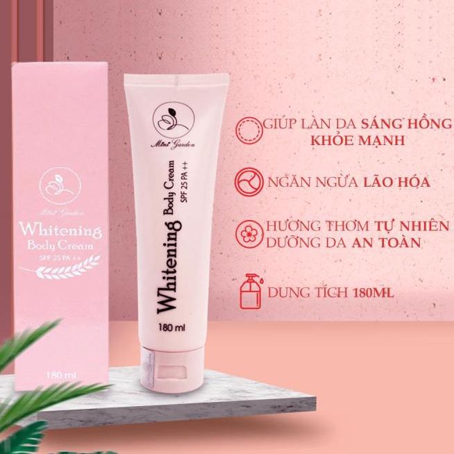 Kem body siêu trắng, Kem dưỡng toàn thân 180ml MiniGarden Whitening Body Cream SPF 25 PA ++ dưỡng làn da sáng hồng, kem body trắng da, kem dưỡng da