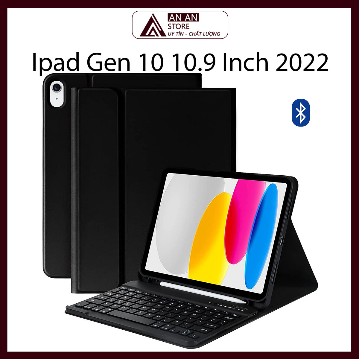 Bao da kèm bàn phím cho ipad gen 10 10.9 inch 2022 có khe pencil bluetooth
