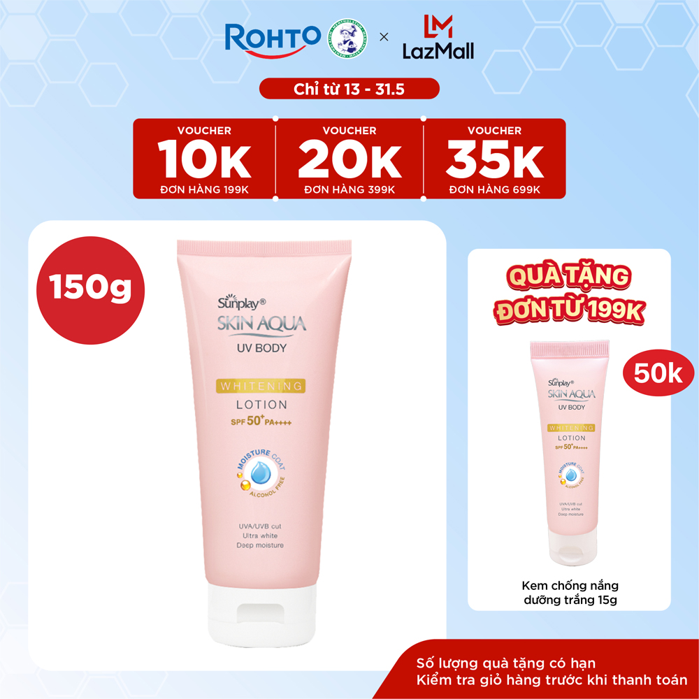 Kem chống nắng body Skin Aqua dưỡng trắng dùng hàng ngày Sunplay Skin Aqua UV Body Whitening Lotion 