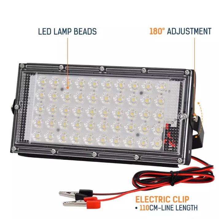Đèn Led Pha 50W DC 12V IP66 sáng trắng