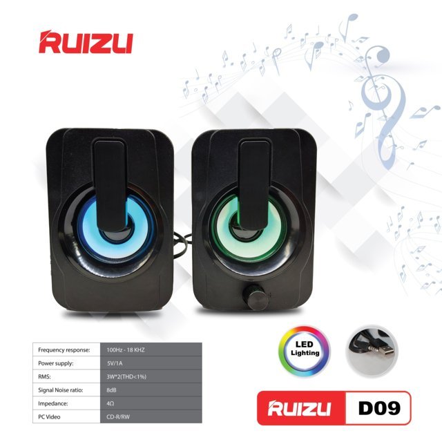 Loa vi tính 2.0 ruizu d09 led rgb đẹp nguồn 5v trầy vỏ nhẹ