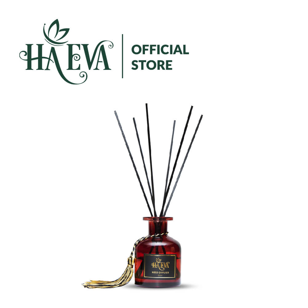 Bình khuếch tán tinh dầu Haeva 200ml, Chất liệu thuỷ tinh cao cấp, khuyếch tán tinh dầu bằng Que sợi tổng hợp siêu bền