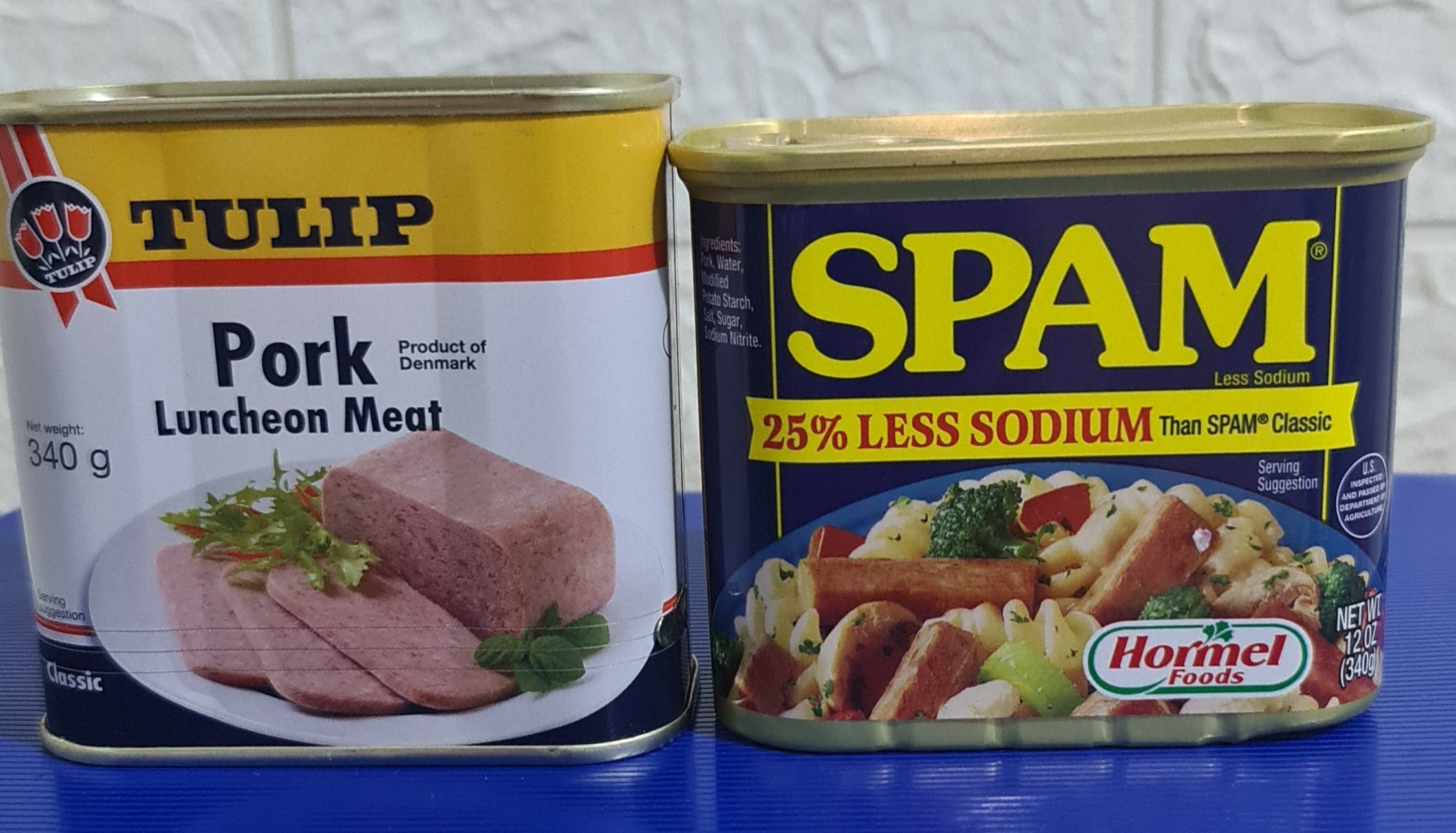 Combo 2 hộp gồm 1 hộp tulip 340gram & 1 hộp spam 25% less sodium 340gram