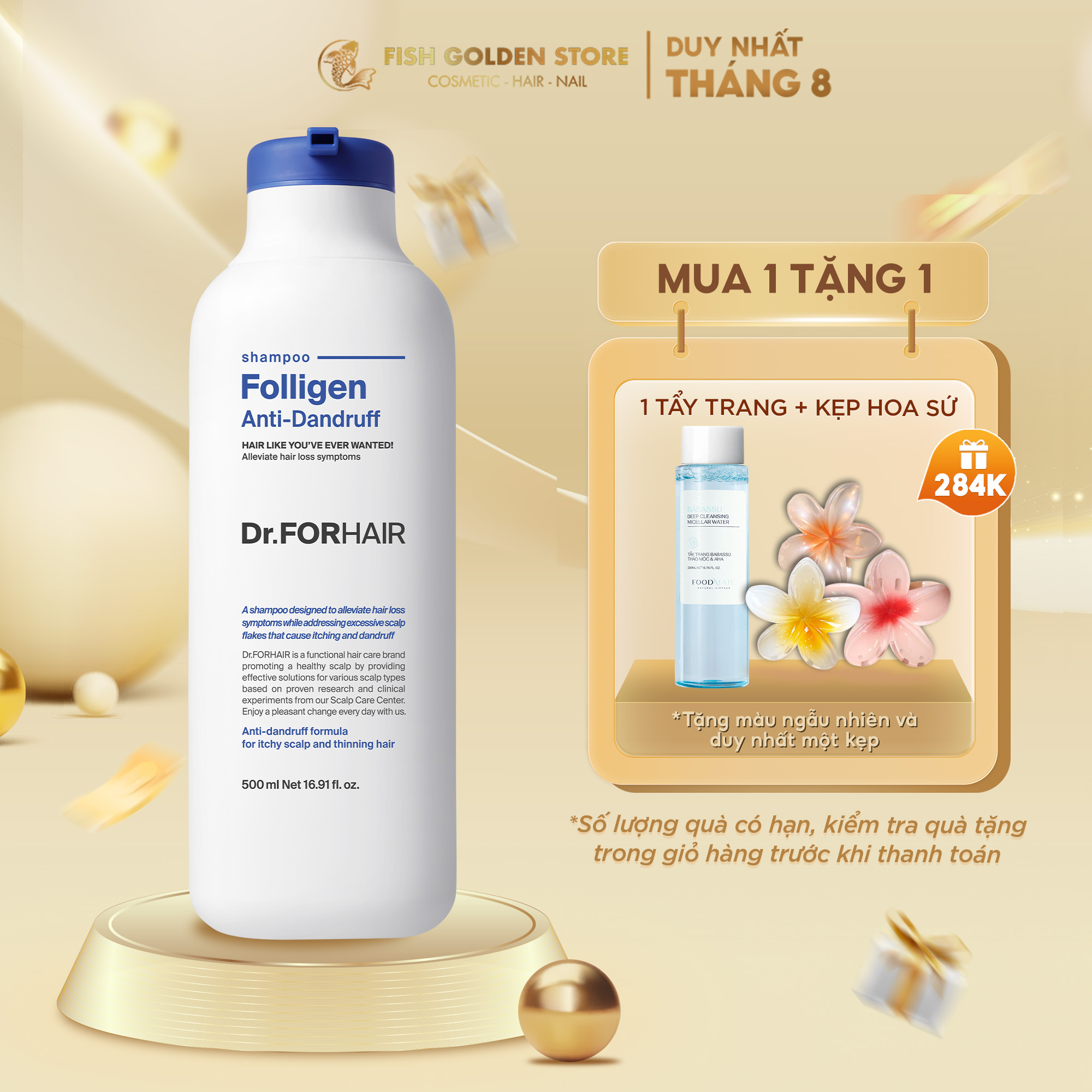 Dầu gội sạch gàu và ngăn ngừa gàu chuyên sâu Hàn Quốc Dr.Forhair Folligen Anti-Dandruff Shampoo 300ml
