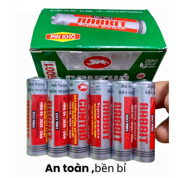 Set 6 viên pin tiểu hiệu Con Thỏ 1.5V size pin AA (vỉ 6 viên)