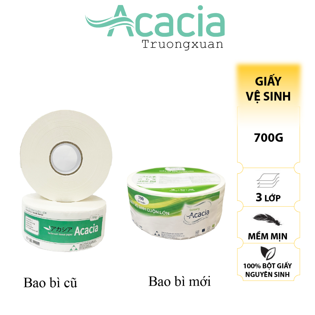 Combo 5 giấy vệ sinh cuộn lớn Acacia 700g 3 lớp