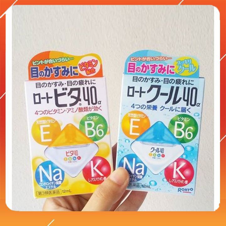 Nước nhỏ mắt Rohto Nhật bản 12ml, 2 màu mát bạc hà và mát vừa