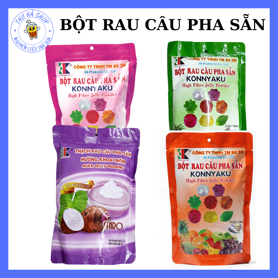 Bột rau câu pha sẵn KONNYAKU (560gr)thạch rau câu trái cây/dâu/khoai môn/cam/lá dứa