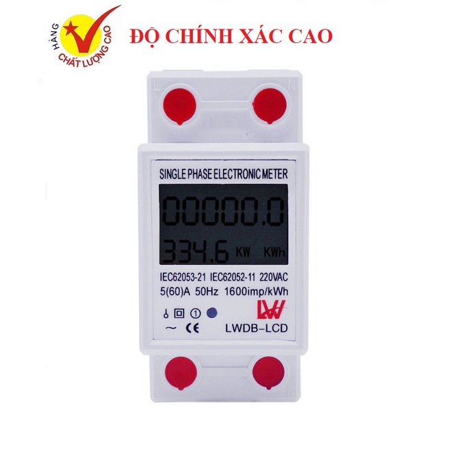 Công tơ điện tử 1P 60A LW đo điện tiêu thụ Kwh độ chính xác cao màn hình LCD