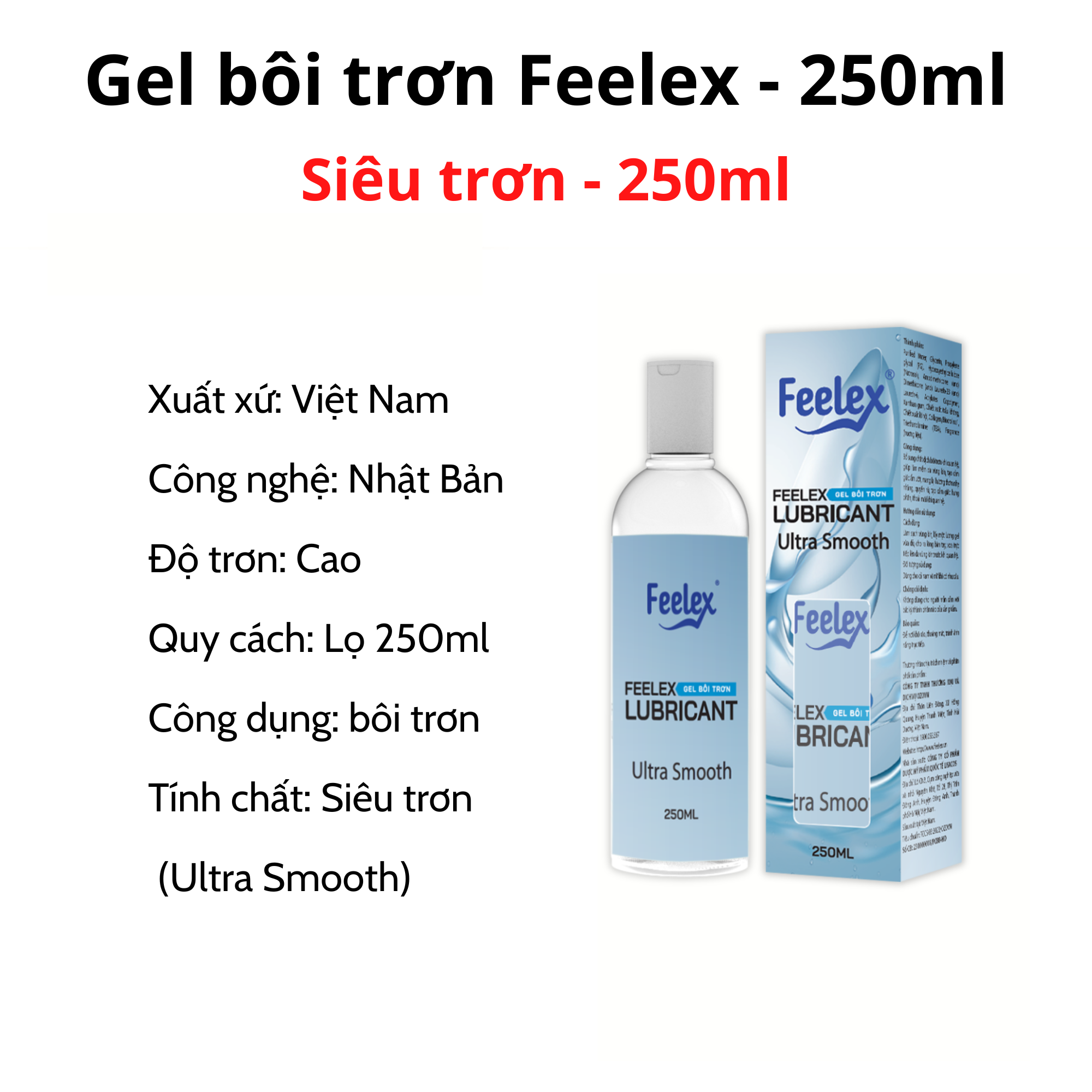 Gel bôi trơn quan hệ Feelex Lubricant gấp đôi độ trơn, nhiều mùi hương - Chai 250ml/Tuýp 50ml