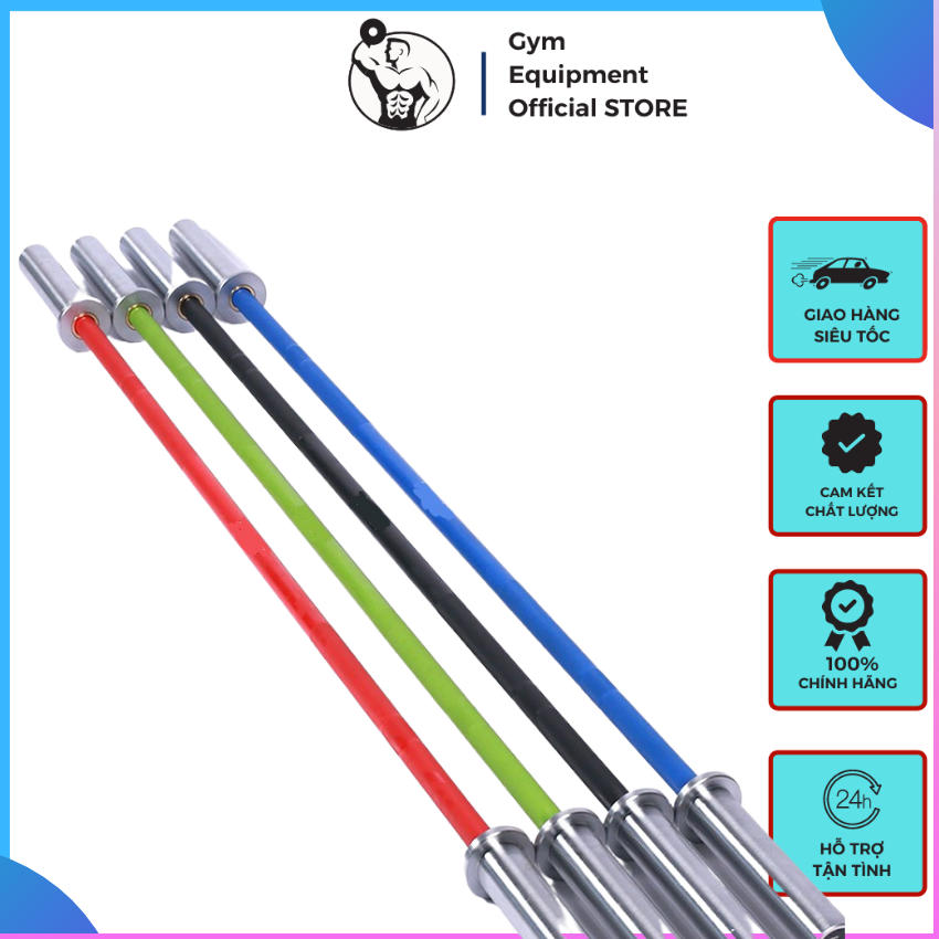 Thanh đòn tạ barbell rogue 2,2m & 2,01m thanh tạ đòn phi 50mm thép carbon chuẩn olympic tải đến 1500lb - g.e.o