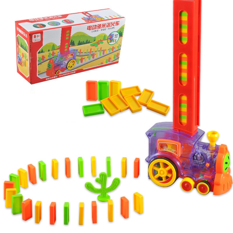 Xe Lửa Xếp Hình Domino , Tàu Hỏa xếp hình Domino, Có đèn, Âm Thanh, Chỉnh hướng, Bé vừa chơi vừa học.