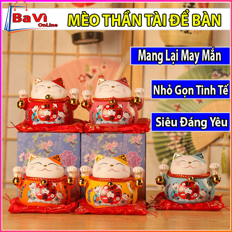 Mèo thần tài, mèo thần tài để bàn, mang lại may mắn, tài lộc, phú quý, mèo thần tài vẫy tay, chất lượng gốm sứ cao cấp, mèo thần tài trang trí, phòng khách, bàn làm việc, mèo thần tài đựng tiền, mèo thần tài mini để bàn