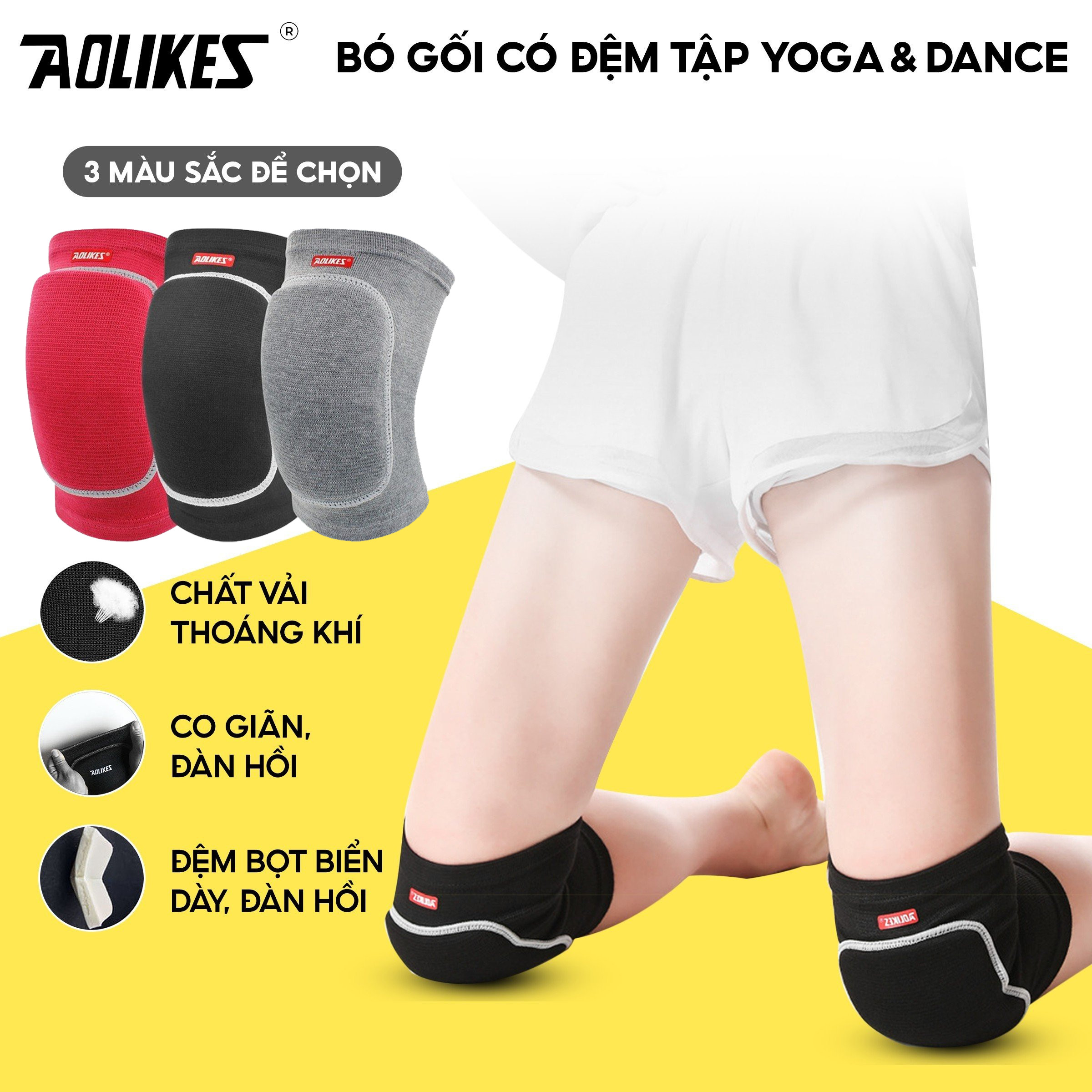 Bó gối nữ có đệm EVA  Aolikes 0210 tập Yoga, Gym, Bóng chuyền