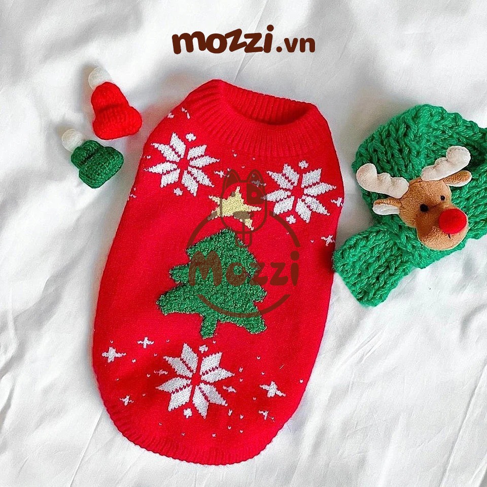 Áo len Noel thêu cây thông cho thú cưng